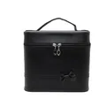 Stylish black large capacity makeup vanity case featuring top handle and bow detail - L / Black