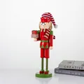 38cm wooden Christmas elf nutcracker desktop ornament in red festive colors - Gift Style