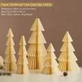 Ensemble de 5 sapins de Noël en papier origami pour une décoration de table festive - 5 Pièces / Or