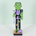 Frankenstein monster nutcracker wooden Halloween decor figurine with skull staff ornament - Robot / 25cm
