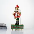 32cm wooden nutcracker drummer music box in red and green festive colors - 32cm / Red Drummer