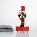 32cm classic wooden nutcracker drummer music box on a red base for Christmas gift - 32cm / Green Drummer