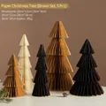 5er-Set braune Papier-Origami-Weihnachtsbäume in verschiedenen Größen für die Tischdeko - 5 Stück / Braun