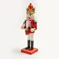 Detailed side view of 25cm classic red and white Nutcracker soldier holding a drum - 25*6.5*6.5CM / Dark Gray