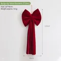 Large wine red flocked velvet Christmas bow for holiday tree and wall decor, 110x40cm size - 110cm / Burgundy