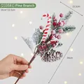 Artificial Christmas pine branch with red berries candy cane and snow frost decor - Pine Cone Candy Cane Pine Branch (233581) / As Shown