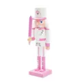 Pink and white wooden nutcracker soldier statue with sword decoration - 25cm / Soldier With Pink Sword