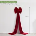 Large wine red velvet Christmas bow decoration, 160cm tall with dimensions - Wine Red Bow (160cm)