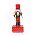 32cm hand-painted wooden nutcracker music box featuring a drummer soldier design - Green Drummer / Green