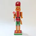 35cm gingerbread-themed wooden nutcracker soldier with peppermint candy details - Red Peppermint Style (58211-14) / 35cm