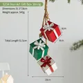 Christmas iron art gift box string ornaments with red green and white boxes for decor - S234 Iron Art Gift Box String