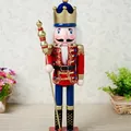 38cm classic wooden nutcracker king with red fabric suit for Christmas home decor - 38cm / Red