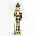 Detailed view of 38cm wooden nutcracker soldier figurine with gold glitter accents - 38cm / Gold