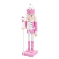 Traditional 38cm pink wooden nutcracker soldier ornament for Christmas home decor - 25cm / King With Scepter