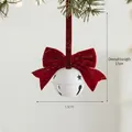 Witte metalen kerstbel om op te hangen met een elegante rode fluwelen strik - Ronde Holle Bel (LD-032) / Wit