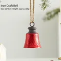 Decorative red hammered iron Christmas bell ornament with jute hanging rope 12x8cm - Iron Bell (S374 Red) / 12x8cm / Red