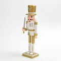 Elegant 30cm wooden nutcracker soldier puppet in white and gold for Christmas decor - 30cm / Gold Flat Top Soldier (SB58510)