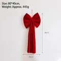 Grande fiocco di Natale rosso floccato per decorazione, dimensioni 80cm x 40cm appeso - 80cm / Rosso