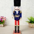 Casse-noisette classique de 38 cm en bois, soldat en uniforme bleu, décor de Noël - 38cm / Bleu