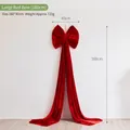 Grande fiocco di velluto rosso floccato 160x40cm per albero di Natale - 160cm / Rosso