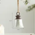 Vintage silver iron Christmas bell hanging ornament with jute rope for holiday decor - Iron Bell (S374 Silver) / 12x8cm / Silver