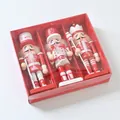 Set di tre marionette schiaccianoci natalizie in legno da 15 cm in confezione rossa - 15cm / Rosso