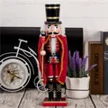 Classic 38cm wooden nutcracker soldier ornament with red velvet cloak and gold staff - Red Cloak Soldier (SB58198) / 38cm / Red