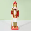 Soldado cascanueces decorativo de madera de 30 cm con lentejuelas rojas y corona dorada - 30cm / Oro Rosa Rojo