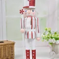38cm red and white glitter candy-themed wooden nutcracker puppet Christmas ornament - 38 cm / Candy Style