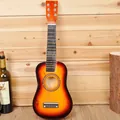 Guitare jouet en bois pour enfants de 54 cm avec finition sunburst sur fond en bois - Couleur Soleil