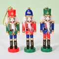 Set of three colorful 12.5cm wooden nutcracker soldier pendants for Christmas decoration - Three-Piece Set / 12.5cm / Colorful