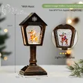 Antique bronze mailbox Christmas snow globe music lantern featuring Santa and Reindeer - Retro Mailbox (Santa & Reindeer) / Gold