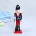 Traditional handcrafted 25cm wooden nutcracker soldier doll for Christmas home decor display - 25*6.5*6.5CM / Lead Grey