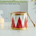 Red and white iron Christmas drum hanging ornament with gold trim 20cm - M1171 Large Iron Art (Red-White Drum)