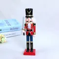 Handcrafted 25cm wooden nutcracker soldier figurine with red uniform and sword ornament - 25*6.5*6.5CM / Silver