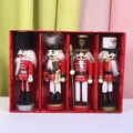 Juego de 4 figuras de soldados cascanueces de madera de 13 cm en caja de regalo - 13CM (Juego de 4) / Rojo