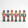 Juego de seis figuritas de madera de soldados cascanueces de 13 cm - Juego de 6 Piezas (13CM) / Rojo y Verde
