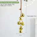 Golden Christmas iron hanging bells ornament with six star-cutout bells on hemp rope - Cut-out Star Pendant / Set of 6 / S011 Gold Iron Bell