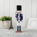Schiaccianoci europeo classico da 30 cm in uniforme di velluto blu con ascia d'argento - 30cm / Ascia Blu