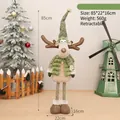 Christmas reindeer plush doll with retractable legs in green holiday outfit - Pointed Hat Retractable Ornament (YH259905A) / Retractable 85cm / Forest Green Style