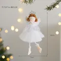 White Christmas angel girl ornament with soft tulle skirt and silver crown for tree decoration - Angel Girl Pendant (White) / 18x7cm / White