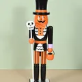 Festive 38cm Halloween wooden nutcracker soldier with pumpkin head and skull staff - Pumpkin Man / 38 cm
