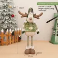 Telescopic Christmas reindeer plush doll with green camouflage hat for holiday decor - Top Hat Retractable Ornament (YH259905B) / Retractable 66cm / Forest Green Style