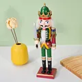 Hand-painted 30cm wooden nutcracker soldier figure with green crown and silver sword - Sword Soldier Style / 30cm