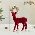 Red flocked reindeer Christmas ornament with golden glitter antlers and size markings - Large Reindeer Ornament Style A / 22cmx13.5cmx6cm / Red