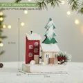 Adorno navideño de madera rojo y blanco para decoración festiva de mesa y escritorio - Estilo Casa de Madera de Casa Doble (W5132)