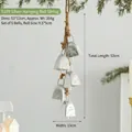 Large rustic silver iron Christmas bell cluster with jute rope for festive home decor - S189 Silver Iron Bell String