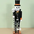 38cm handcrafted wooden Halloween skeleton nutcracker doll ornament in a black tuxedo - Skull / 38 cm