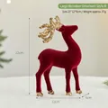Large Christmas reindeer ornament in red flocking with gold glitter antlers, 22cm height. - Large Reindeer Ornament Style B / 22cmx12cmx6cm / Red