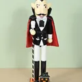 Decorative 38cm Halloween wooden nutcracker featuring a spooky vampire design with red cape - Vampire / 38 cm